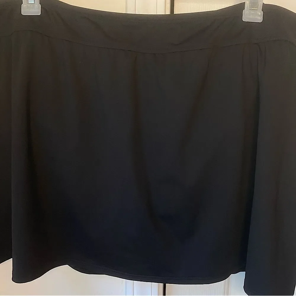 Lands’ End Chlorine Resistant Swim Skirt Skort Black Swimsuit Sz 26W